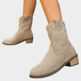 Botki kowbojskie damskie z przeszyciami w stylu western