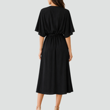 Abito midi elegante con scollo incrociato e cintura
