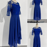 Abito midi in pizzo con gonna in tulle