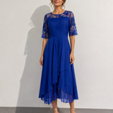 Abito midi in pizzo con gonna in tulle