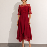 Abito midi in pizzo con gonna in tulle