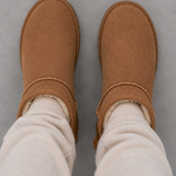 Zamszowe botki damskie ocieplane wełną owczą